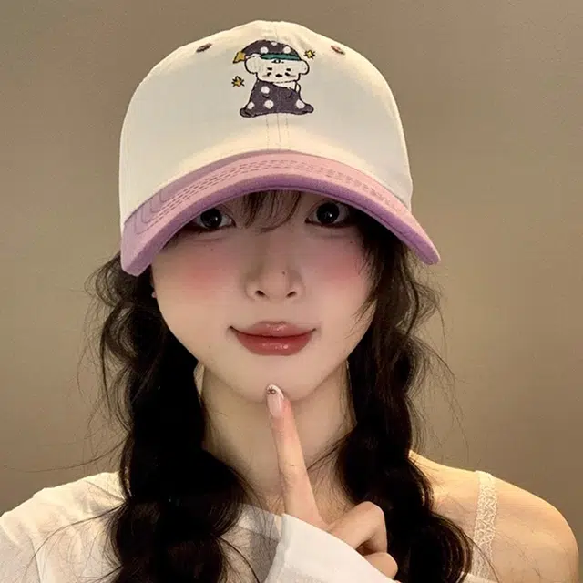 玄唐 甜美可爱睡衣小熊撞色软顶户外出行时尚潮流百搭防晒遮阳大头围显脸小 腈纶 鸭舌帽 男女同款情侣款