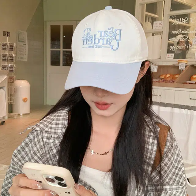 玄唐 春夏季可爱小熊字母刺绣学院风甜美软顶户外出游防晒遮阳休闲时尚百搭学生大头围显脸小 棉 鸭舌帽 男女同款情侣款