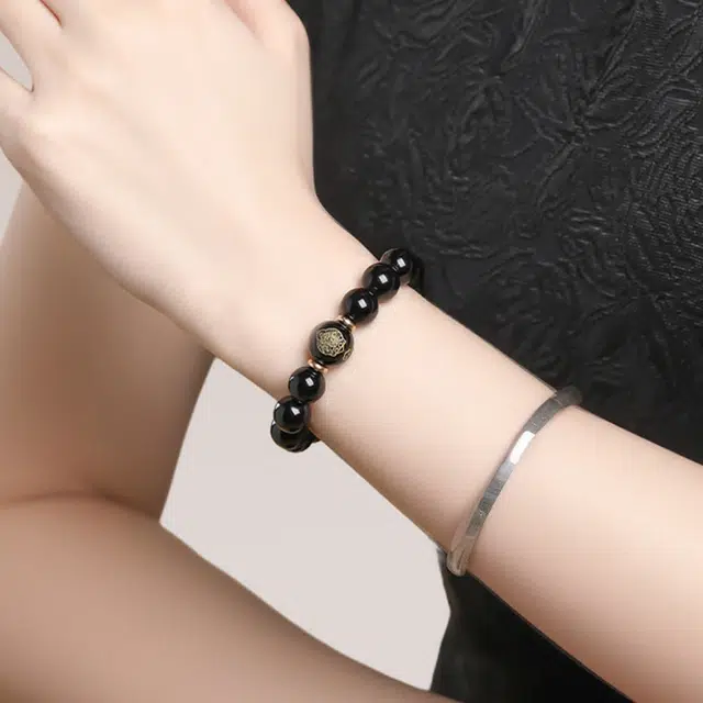 玄唐 乌金轻奢风转运简约百搭#好运 黑曜石 手串 男女同款情侣款
