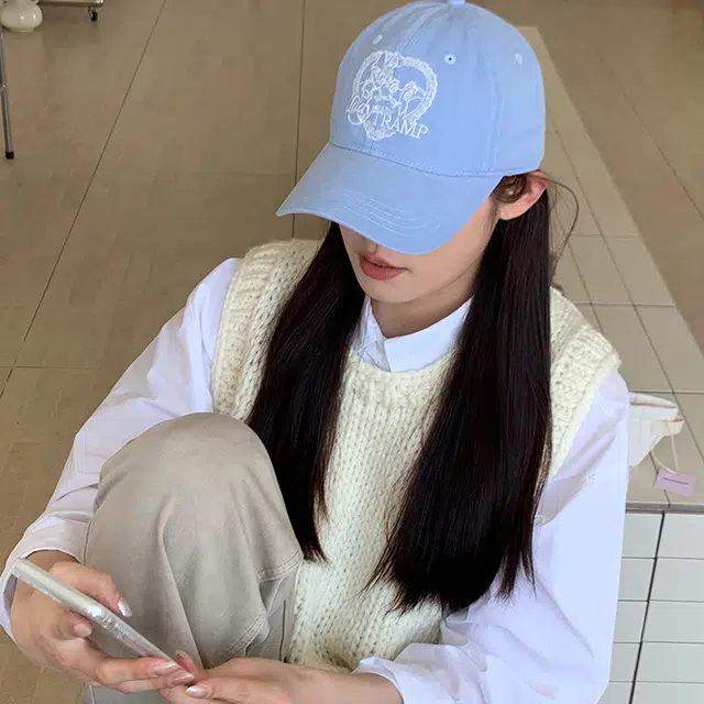 玄唐 爱心小狗刺绣休闲软顶户外出行运动风防晒遮阳时尚百搭大头围显脸小 棉 鸭舌帽 男女同款情侣款