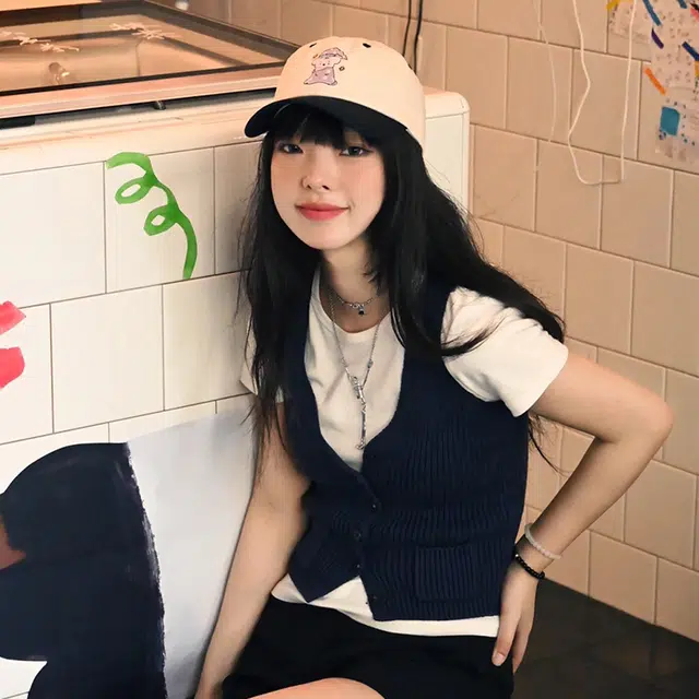 玄唐 甜美可爱睡衣小熊撞色软顶户外出行时尚潮流百搭防晒遮阳大头围显脸小 腈纶 鸭舌帽 男女同款情侣款