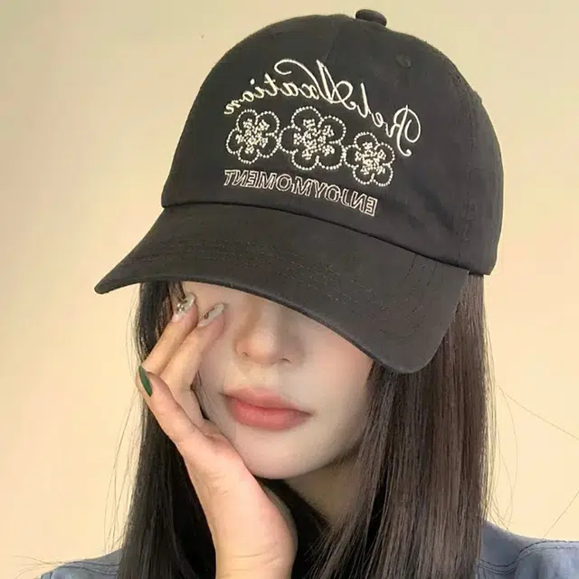 玄唐 花朵刺绣软顶加深棒球帽户外出行防晒遮阳时尚潮流百搭学生大头围显脸小 棉 鸭舌帽 男女同款情侣款