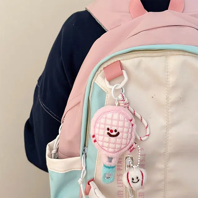 玄唐 可爱毛绒网球拍公仔少女包包钥匙扣挂坠情侣闺蜜挂饰 聚酯纤维 挂件 男女同款情侣款