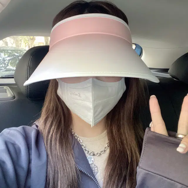 玄唐 大檐防紫外线折叠调节渐变太阳帽户外出行学生时尚百搭遮阳显脸小空顶帽 涤纶 防晒帽 女款
