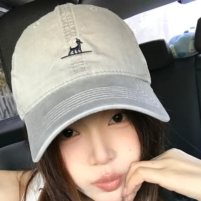 玄唐 可爱卡通小鹿刺绣户外出行防晒遮阳时尚潮流百搭大头围显脸小 棉 鸭舌帽 男女同款情侣款
