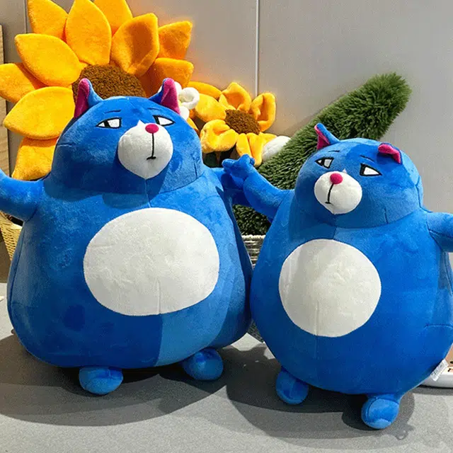 玄唐 可爱蓝色胖猫录音挂饰搞怪卡通月半猫包包背包 聚酯纤维 挂件 男女同款情侣款