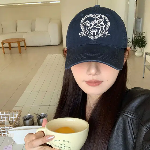 玄唐 爱心小狗刺绣休闲软顶户外出行运动风防晒遮阳时尚百搭大头围显脸小 棉 鸭舌帽 男女同款情侣款