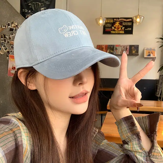 玄唐 日系可爱风字母刺绣加硬软顶时尚四季款户外出行防晒遮阳大头围显脸小 棉 鸭舌帽 男女同款情侣款