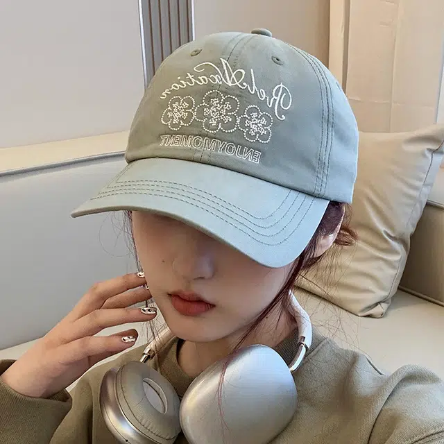 玄唐 花朵刺绣软顶加深棒球帽户外出行防晒遮阳时尚潮流百搭学生大头围显脸小 棉 鸭舌帽 男女同款情侣款