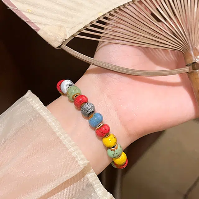 玄唐 新中式中古风多巴胺串珠气质复古时尚手饰 陶瓷 手串 女款