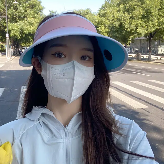 玄唐 大檐防紫外线折叠调节渐变太阳帽户外出行学生时尚百搭遮阳显脸小空顶帽 涤纶 防晒帽 女款