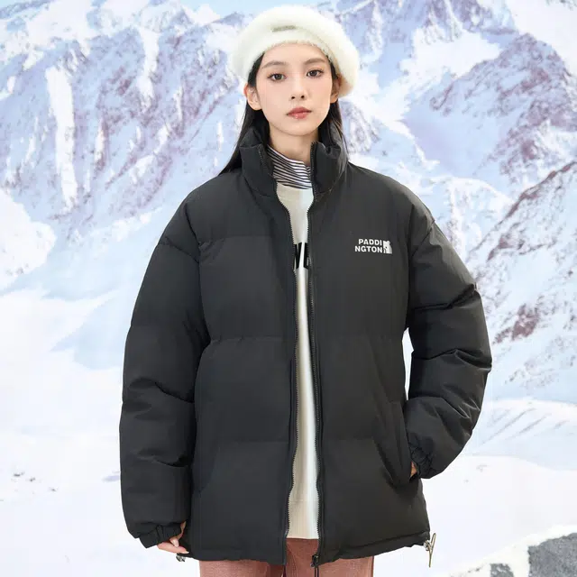 帕丁顿熊 基础款卡通小熊贴标面包服简约纯色休闲宽松防风防寒外套保暖加厚棉服 男女同款