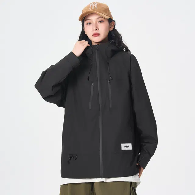 帕丁顿熊 基础款机能口袋下摆抽绳户外宽松休闲防风防水连帽冲锋夹克外套 男女同款