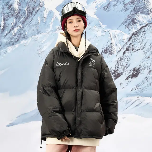 帕丁顿熊 基础款纯色英文字母印花加厚防寒保暖羽绒服 男女同款