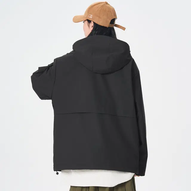 帕丁顿熊 基础款机能口袋下摆抽绳户外宽松休闲防风防水连帽冲锋夹克外套 男女同款