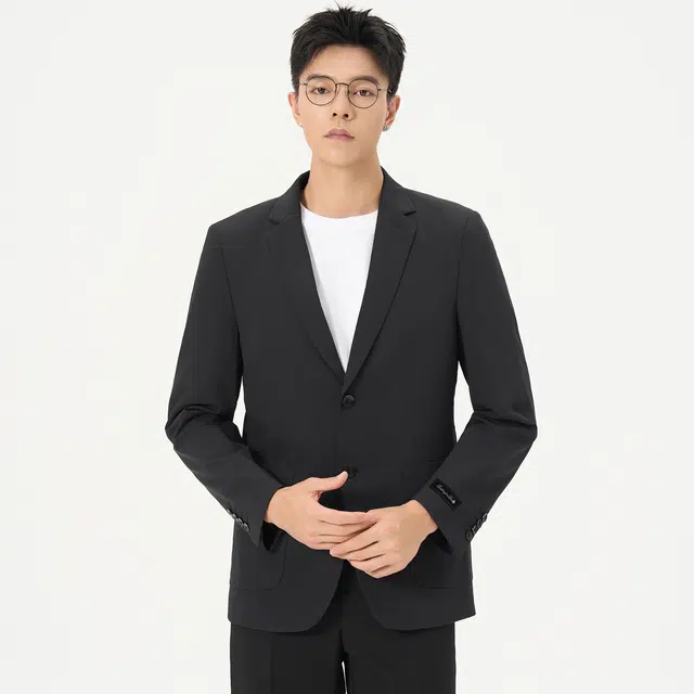 帕丁顿熊 简约纯色经典手工裁剪韩版休闲宽松单排扣垂感垫肩小西装外套 男女同款