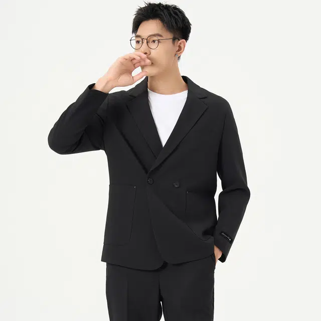 帕丁顿熊 纯色手工裁剪韩版高级感休闲宽松单排扣垂感垫肩小西装 男女同款