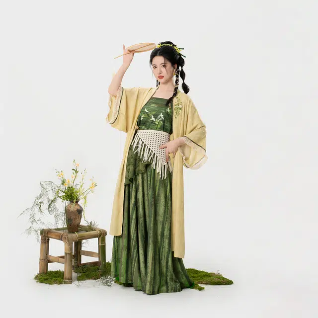 织造司 [碧野山径]宋制长干寺抹胸宋裤配流苏剪花腰带汉服 女款