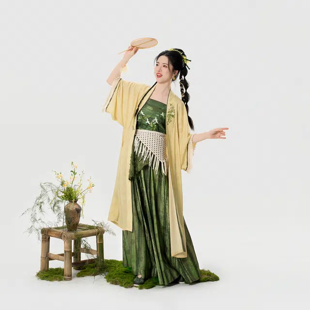 织造司 [碧野山径]宋制长干寺抹胸宋裤配流苏剪花腰带汉服 女款