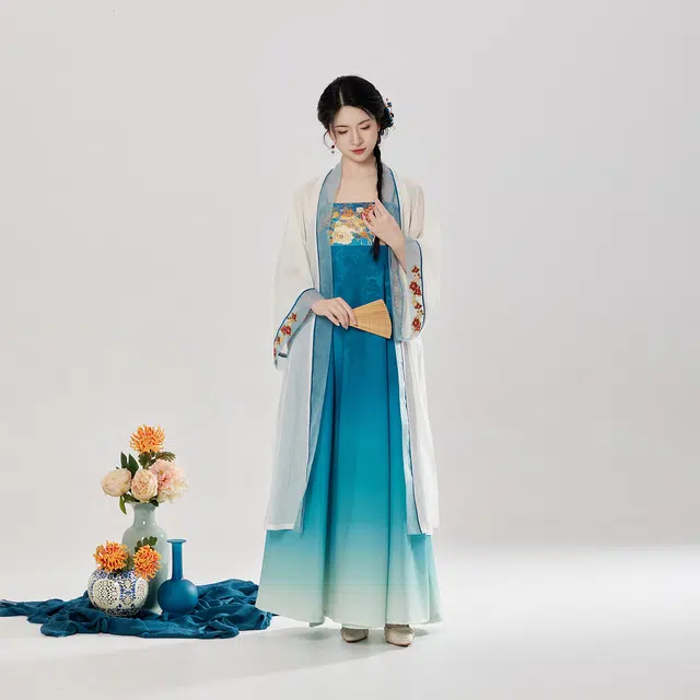 织造司 原创国风汉元素改良褙子妆花织金齐胸吊带连衣裙汉服 女款