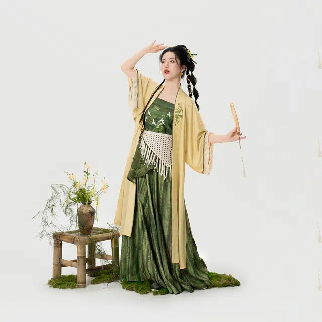 织造司 [碧野山径]宋制长干寺抹胸宋裤配流苏剪花腰带汉服 女款