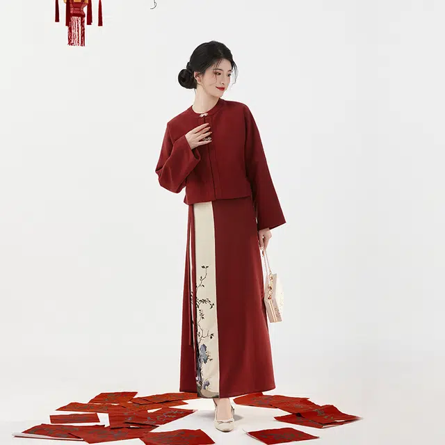 织造司 原创宋制汉服适合参加定婚礼女装穿搭圆领短袄旋裙套装汉服 女款