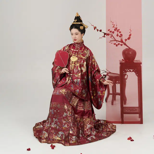 织造司 [永永其祥] 华彩东方秀款方领袄子对襟衫马面裙红色订婚服敬酒服汉服 女款