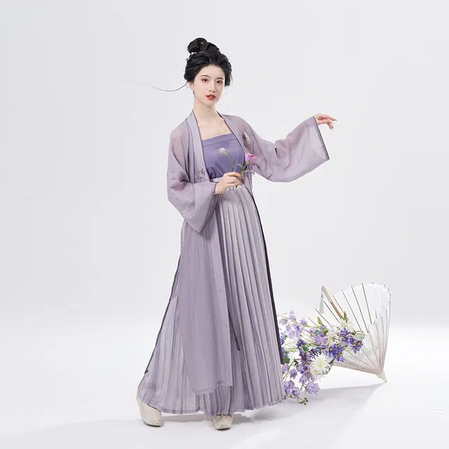 织造司 绣花对襟长衫合身中长款原创宋制汉服 女款