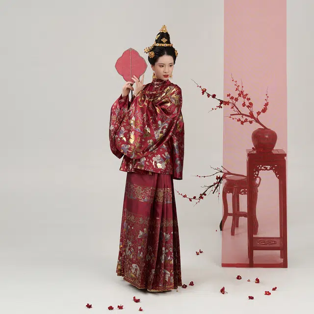 织造司 [永永其祥] 华彩东方秀款方领袄子对襟衫马面裙红色订婚服敬酒服汉服 女款
