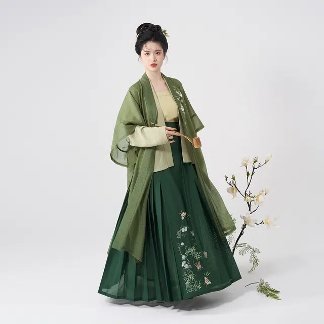 点茶织造司原创宋制汉服长干寺飞机袖改良宋抹横罗绣花百迭裙日常