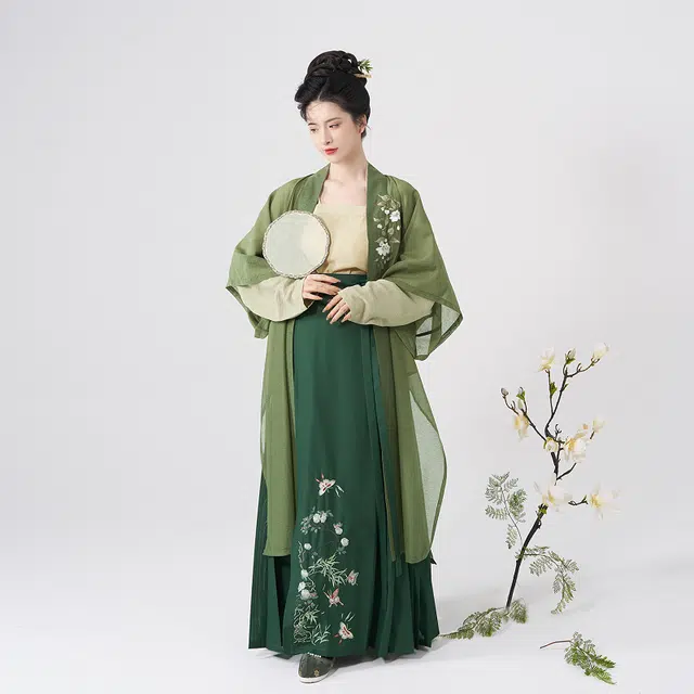 点茶织造司原创宋制汉服长干寺飞机袖改良宋抹横罗绣花百迭裙日常