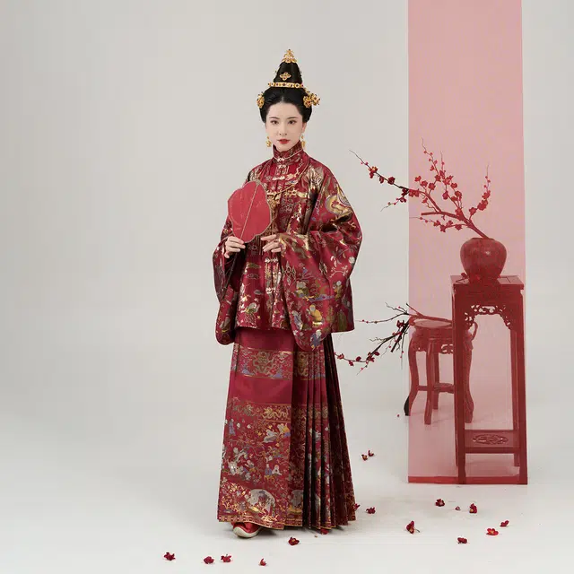 织造司 [永永其祥] 华彩东方秀款方领袄子对襟衫马面裙红色订婚服敬酒服汉服 女款