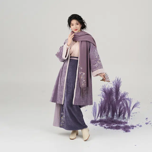 织造司 [苍兰燕子]秋冬亲肤保暖绣花褙子交领衫旋裙女汉服 女款