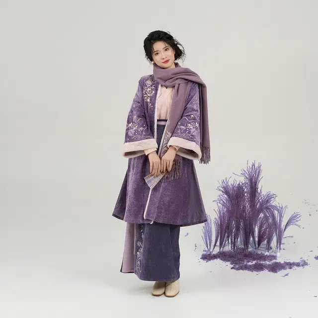 织造司 [苍兰燕子]秋冬亲肤保暖绣花褙子交领衫旋裙女汉服 女款