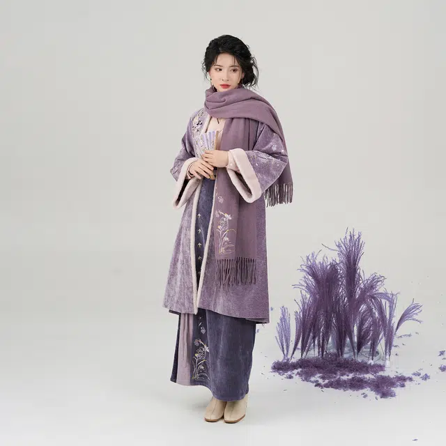 织造司 [苍兰燕子]秋冬亲肤保暖绣花褙子交领衫旋裙女汉服 女款