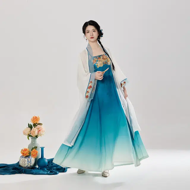 织造司 原创国风汉元素改良褙子妆花织金齐胸吊带连衣裙汉服 女款