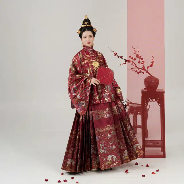 织造司 [永永其祥] 华彩东方秀款方领袄子对襟衫马面裙红色订婚服敬酒服汉服 女款