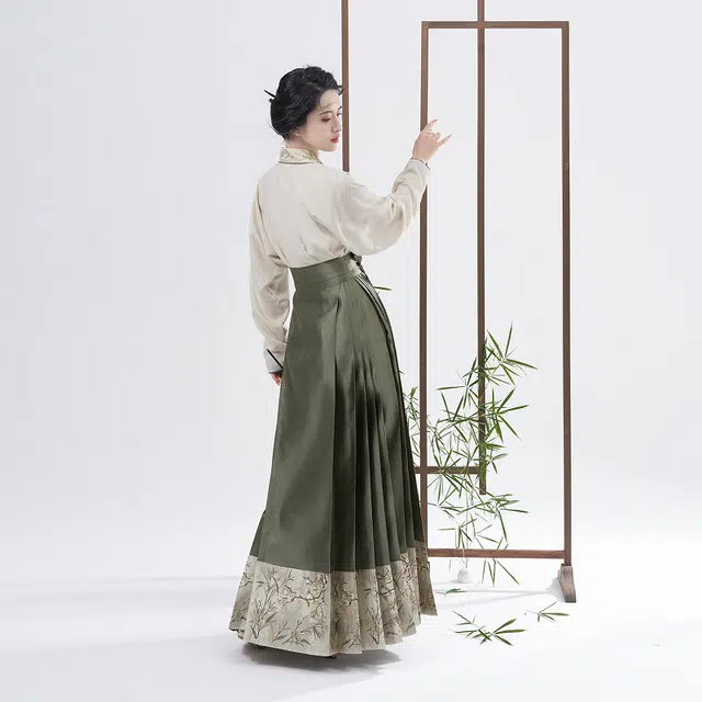 织造司 原创明制仿妆花飞机袖百搭吊带水墨国风马面裙套装汉服 女款