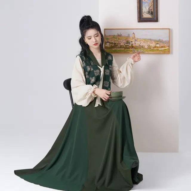 百纳织造司原创唐制汉服唐褙子套头圆领衫改良八破裙显高显瘦夏季