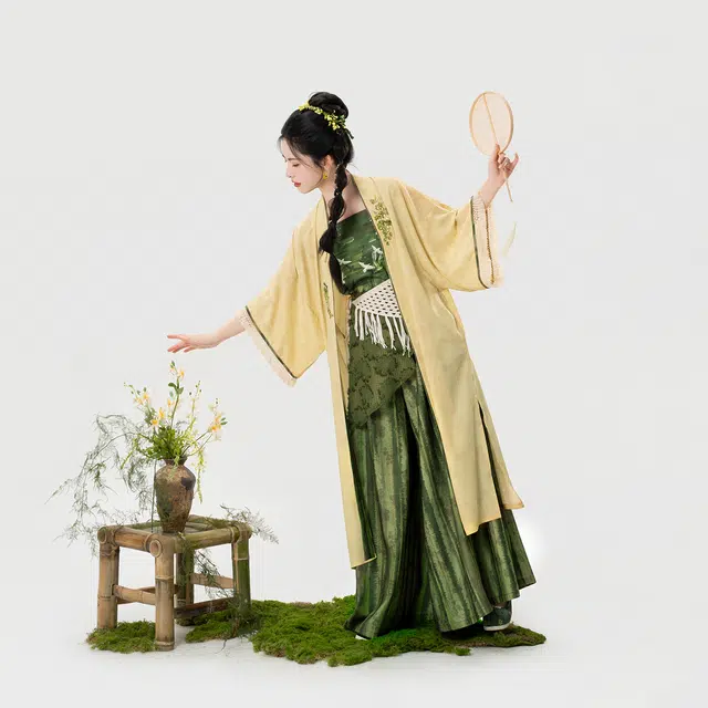 织造司 [碧野山径]宋制长干寺抹胸宋裤配流苏剪花腰带汉服 女款