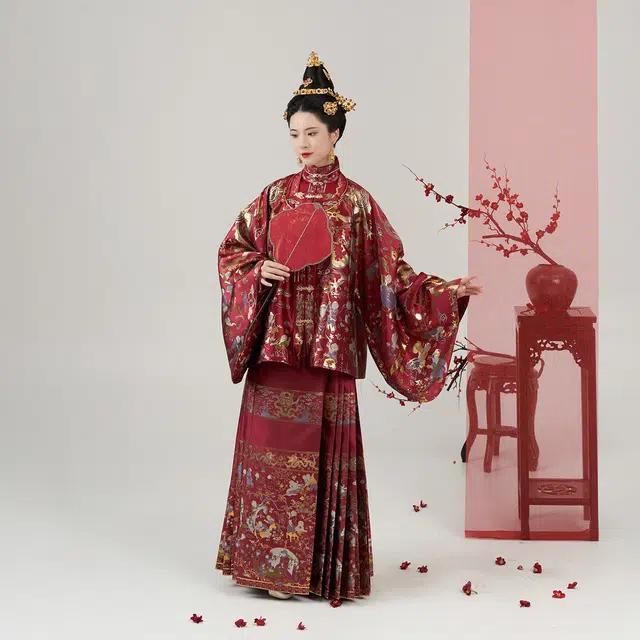 织造司 [永永其祥] 华彩东方秀款方领袄子对襟衫马面裙红色订婚服敬酒服汉服 女款