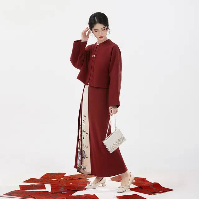 织造司 原创宋制汉服适合参加定婚礼女装穿搭圆领短袄旋裙套装汉服 女款