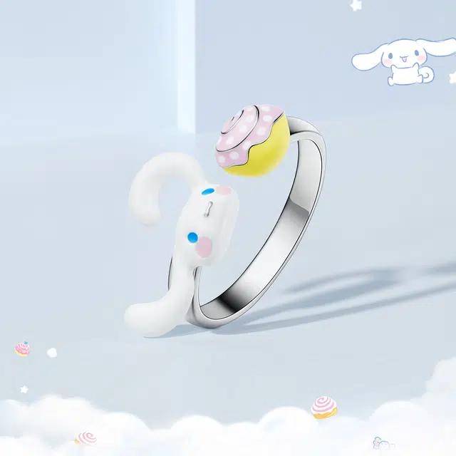 潮色绘 玉桂狗 三丽鸥小众设计开口可调节设计大耳狗联名 铜 戒指 女款