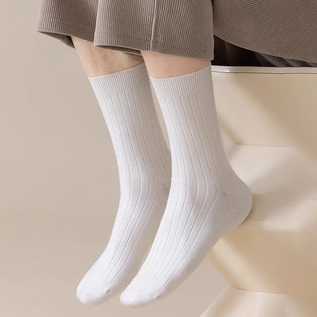 潞优野 高端品质吸汗防臭羊毛袜子百搭运动纯色秋冬季抗静电保暖透气抗起球棉袜 中筒袜 男款