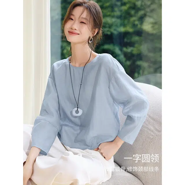 潞优野 春秋季简约空调罩衫洋气廓形设计感长袖衬衫 女款