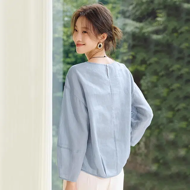 潞优野 春秋季简约空调罩衫洋气廓形设计感长袖衬衫 女款
