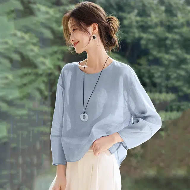 潞优野 春秋季简约空调罩衫洋气廓形设计感长袖衬衫 女款