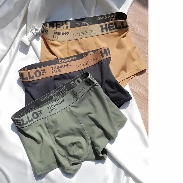 潞优野 高级感三条装莫代尔棉时尚运动透气四角裤男生短裤平角内裤 男款