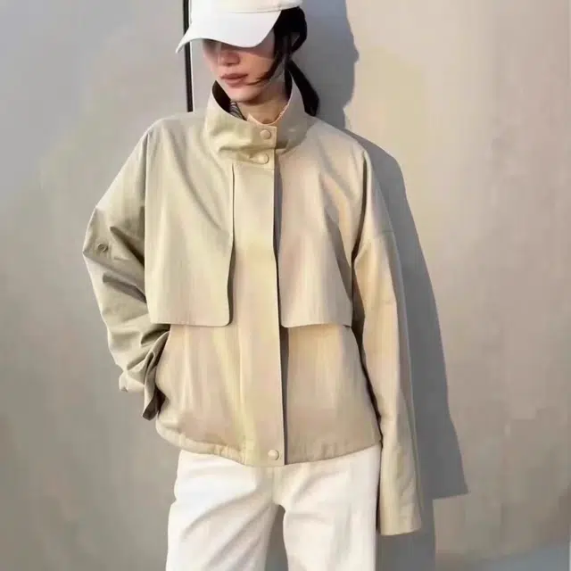 潞优野 时尚百搭皱感洗水棉式短外套女秋季立领上衣夹克 女款