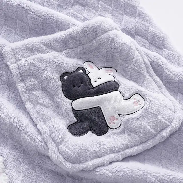 潞优野 高端日系法兰绒家居服可外穿秋冬季防寒保暖舒适长袖长裤加厚加绒甜美可爱卡通 睡衣套装 女款